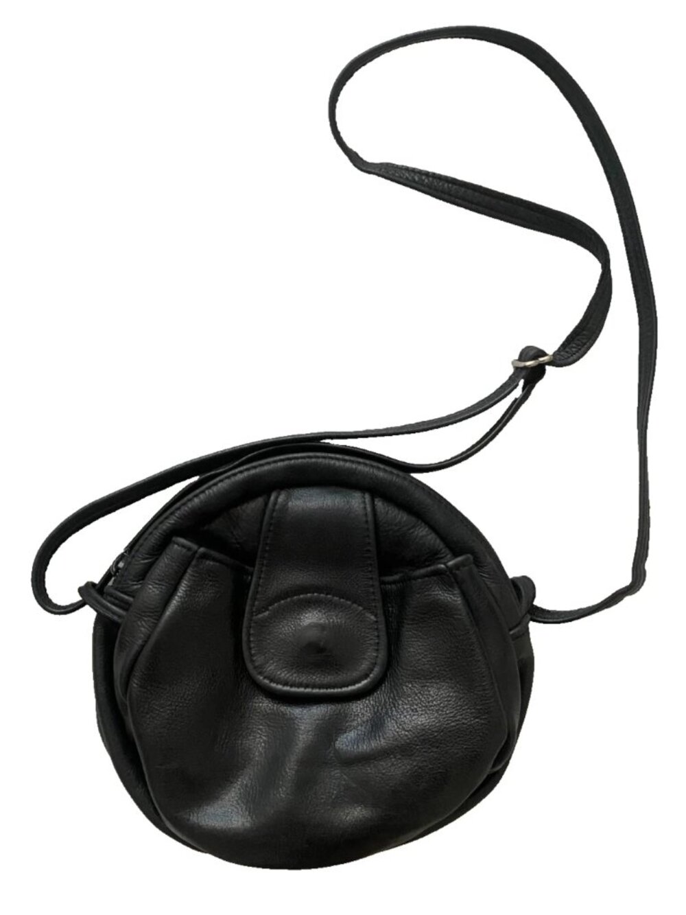 Vintage Dry Creek Black Leather Artisan Crossbody - Made in USA - Suede Interior